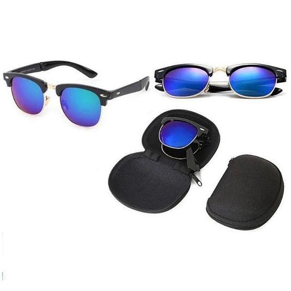 Compact Classic Folding Sunglasses with Case