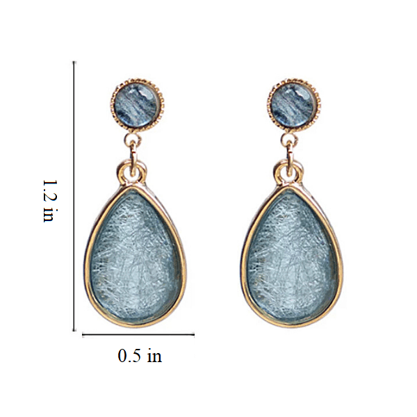 Crystal Blue Water Teardrop Gold Women Clip On Earrings - Ella Moore