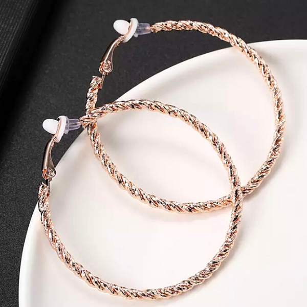 Dazzling Medium Twist Rose Gold Hoop Clip On Earrings - Ella Moore