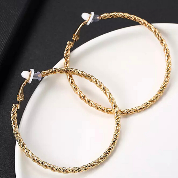 Dazzling Medium Twist Yellow Gold Hoop Clip On Earrings - Ella Moore