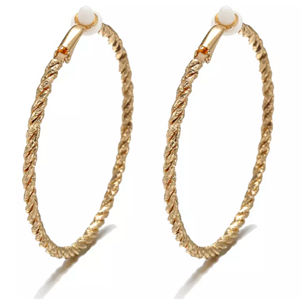 Dazzling Medium Twist Yellow Gold Hoop Clip On Earrings - Ella Moore