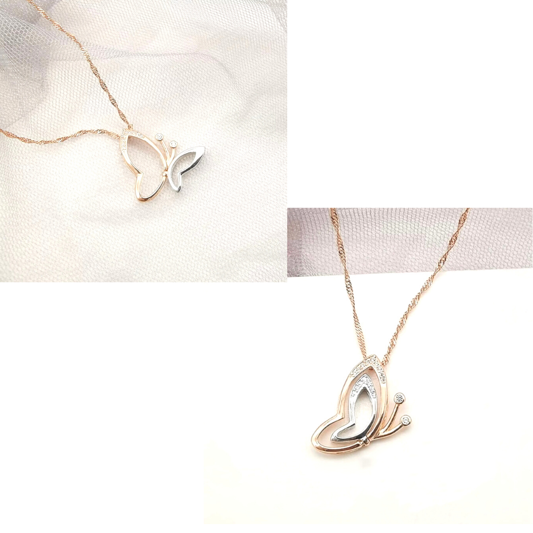 Buy Aaruhi Creation Two Leaf Clover Necklace Love Heart Magnetic Folding  Pendant Rose Gold Clavicle Chain Single Side(Rose Gold Chain) at Amazon.in