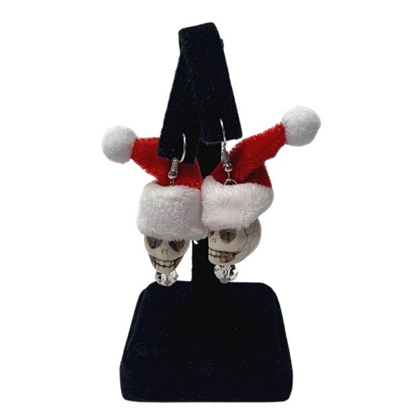 Handmade Christmas Santa Skull Earrings - Ella Moore