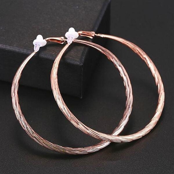 Lavishly Large Twist Rose Gold Hoop Clip On Earrings - Ella Moore