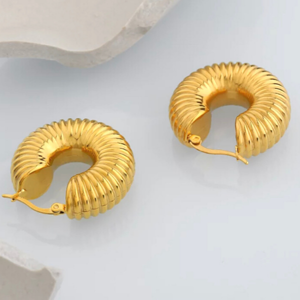 Refined Spiral Gold Huggie Hoop Earrings - Ella Moore