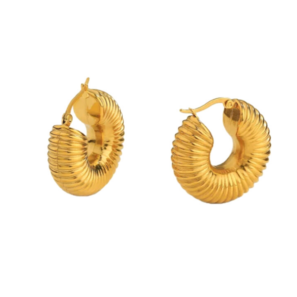 Refined Spiral Gold Huggie Hoop Earrings - Ella Moore