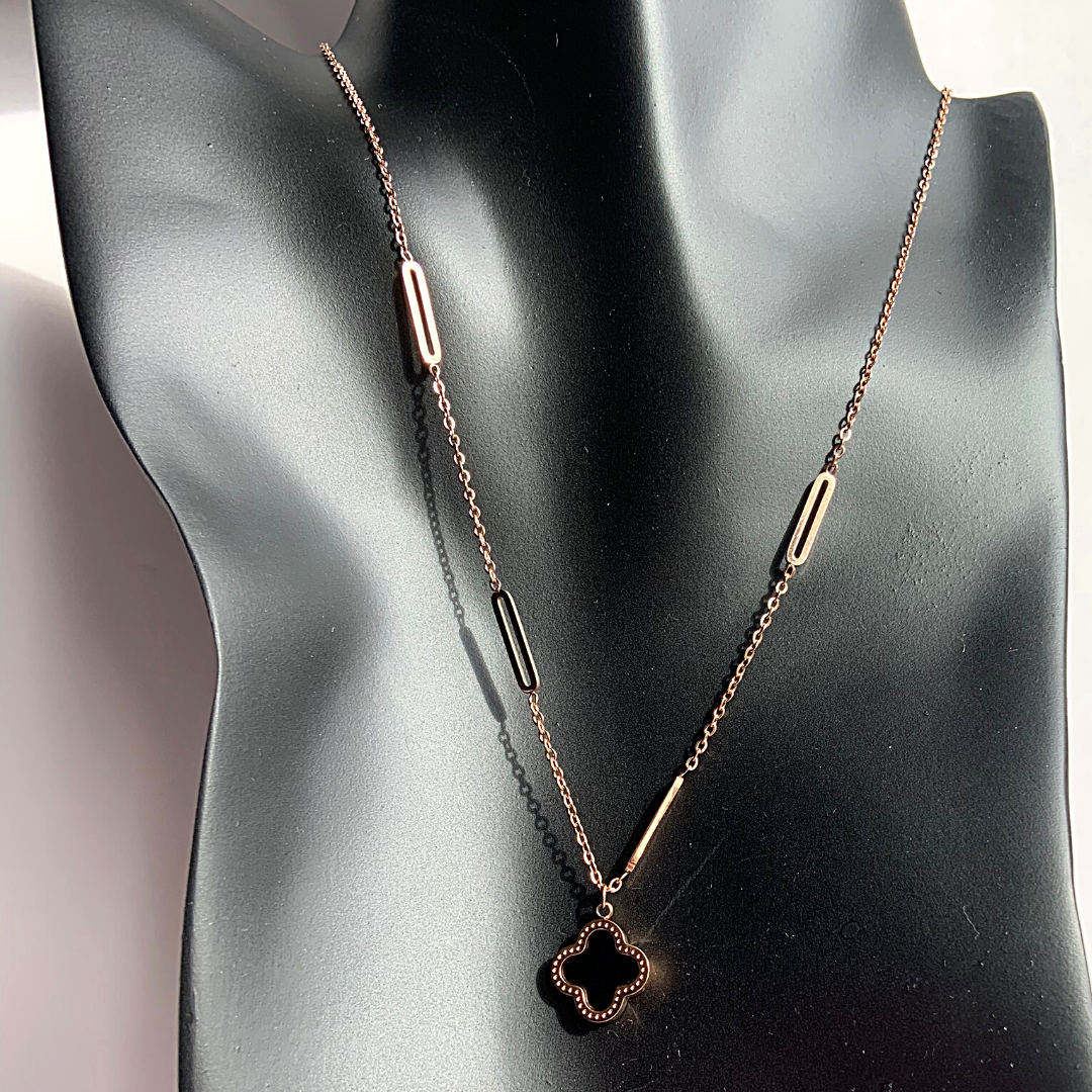 Simply Sophisticated Reversible Single Four Leaf Rose Gold Clover Necklace