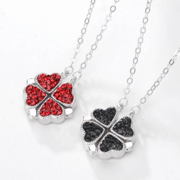 Creative Magnetic Folding Heart-Shaped Four-leaf Clover Necklace New  Popular Design Jewelry Two Ways To Wear Unusual Party Gift | Wish