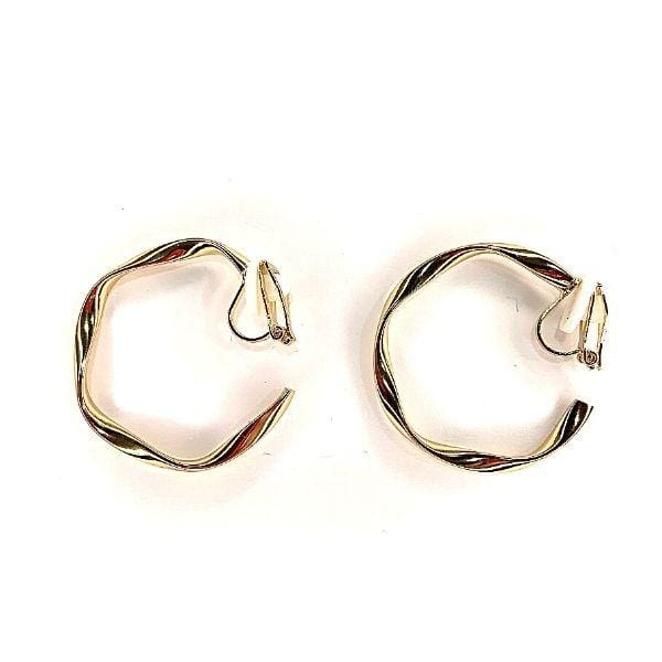 Womens Gold  Trendy Twist Hoop Clip On Earrings - Ella Moore