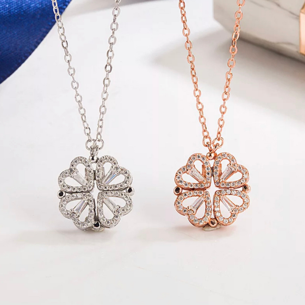 Fall in love with our 2-in-1 Four Leaf Clover Heart Necklace” – yadeepjewels